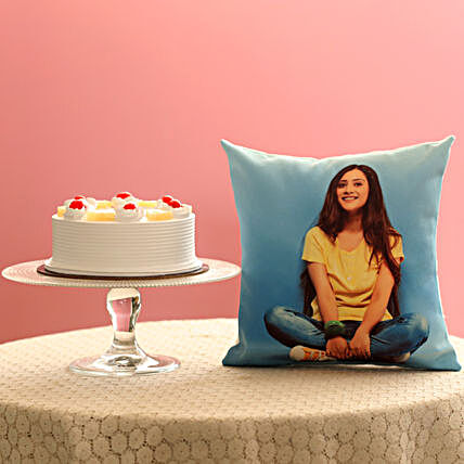 Online Cake with Cushion Combo:Cakes N Personalised Gifts