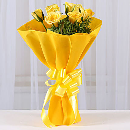 Enticing 8 Yellow Roses Flowers Gifts:Yellow Flowers