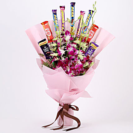 Chocolate Bar Bouquet with Orchids womens day women day woman day women's day