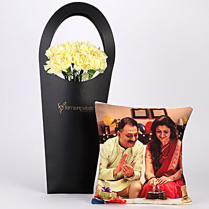Yellow Carnations and Customise Cushion Online