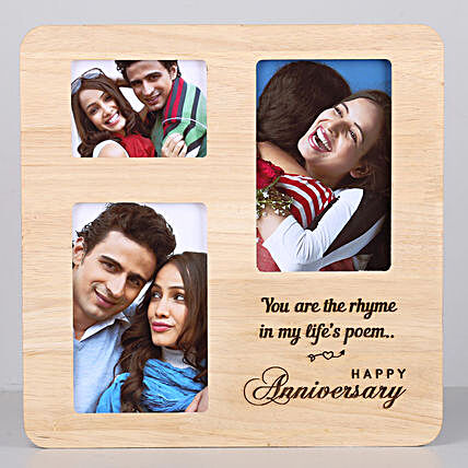 happy anniversary One Personalised Wooden photo frame for her