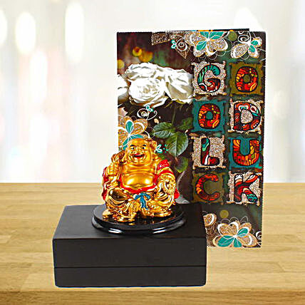 Card and Laughing Buddha for Good Luck:Buddha Gifts