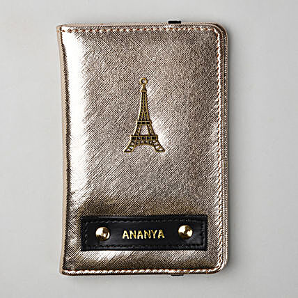 Personalised Metallic Gold Passport Cover