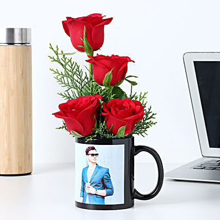 Lovely rose in photo coffee mug:Flowers N Personalised Gifts