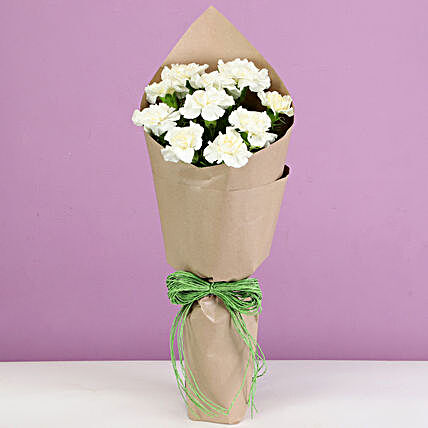 white carnations bouquet online