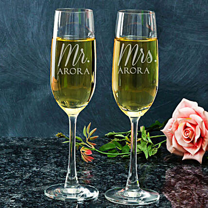 Personalised Champagne Glasses For Couple:Gifts for 25Th Anniversary