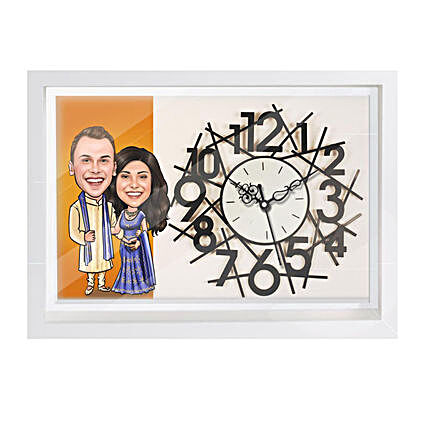 Online Traditional Couple Caricature Wall Clock