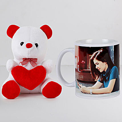 Personalised White Mug n Teddy Combo:Personalised Gifts N Teddy Bears