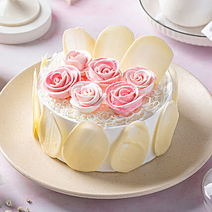 Rose Theme White Forest Cake:Anniversary Cakes
