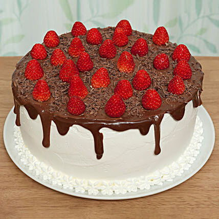 Strawberry Décor Chocolatey Cake