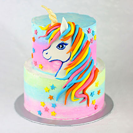 OnlineTwo Tier Truffle Unicorn Cake:Cakes for 1st Birthday
