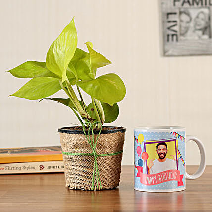 money plant n bday mug for him:Plants N Personalised Gifts