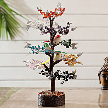 Circle Of Life 8 Stones Wish Tree With Birds:Home Decor Gifts