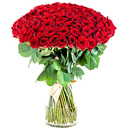 Ardent Red Roses Vase