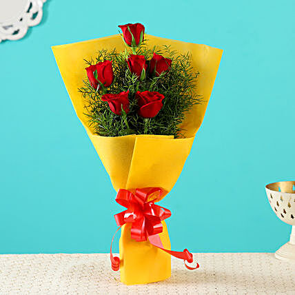 Order Red Roses In Yellow Paper