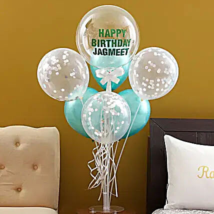 Glittery Happy Birthday Balloon Bouquet:Experiential Birthday Gifts