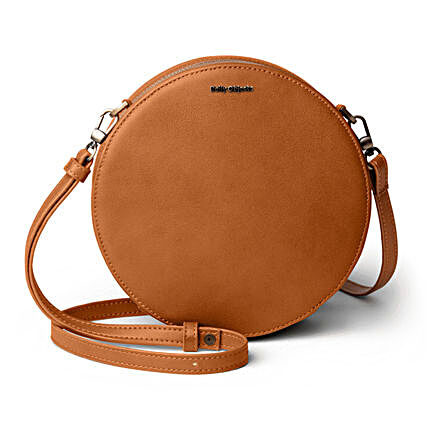 Online Tan Vegan Leather- Orbis Crossbody Bag