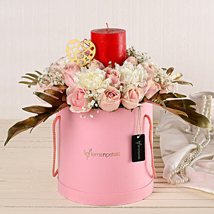 Online Rosy Pinks And Red Candle Combo