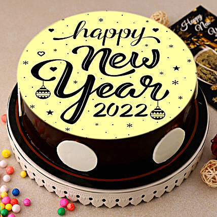 Designer New Year Chocolate Photo Cake