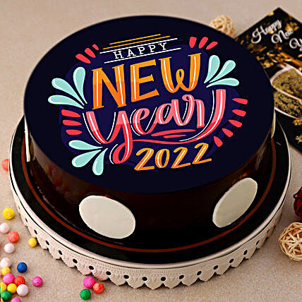 New Year Chocolate Cream Photo Cake