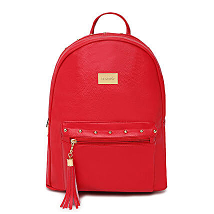 elegant dark red pu backpack online
