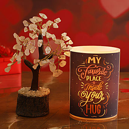 Hug Day Special Hollow Candle Rose Quartz Wish Tree