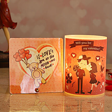Love Couple Hollow Candle Teddy Print Table Top