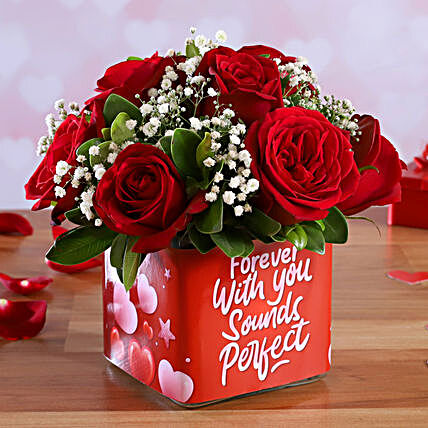 lovely roses arrangement for valentine:All Flowers