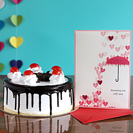 Dripping Black Forest Cake Love Umbrella Card