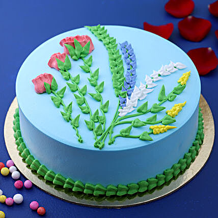 Elegance In Flowers Vanilla Cake