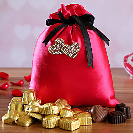 valentine chocolates in potli:Handmade Chocolate Box