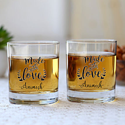 Made With Love Personalised Whiskey Glass Set Of 2