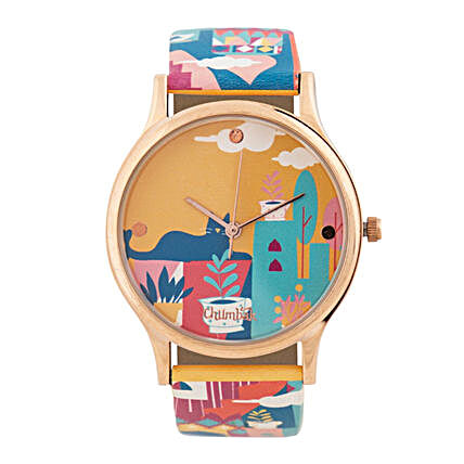 Cat Village Wrist Watch With Printed Strap:Buy Watches