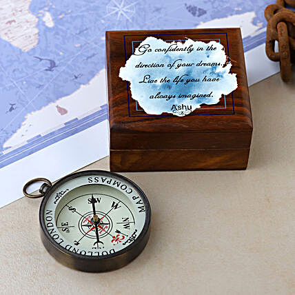 Dolland Compass With Personalised Wooden Box:Personalised Antique gifts