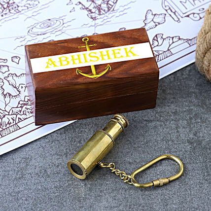 Telescope Keychain With Personalised Wooden Box:Personalised Antique gifts