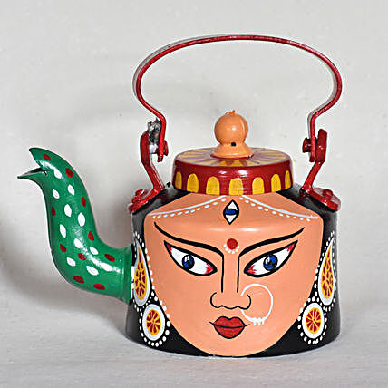 Goddess Durga Handpainted Kettle:Handmade Gifts