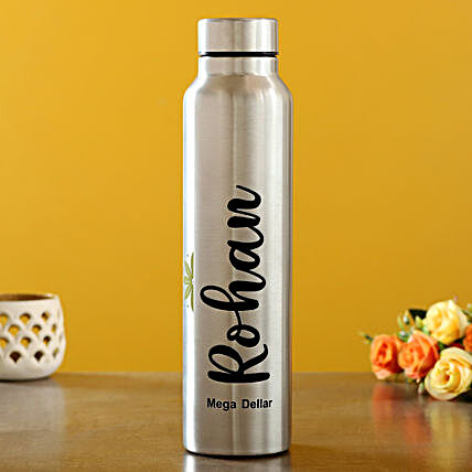Personalised Stainless Steel Silver Bottle