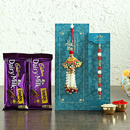 Pearl Lumba Rakhi Set & Chocolates- Hand Delivery Duplicate