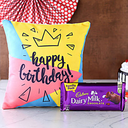 Birthday Special Cushion N Dairy Milk Chocolate
