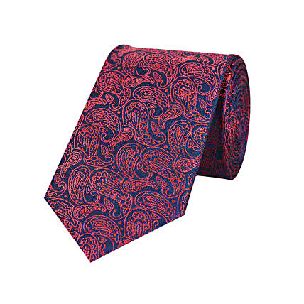 Red Navy Blue Floral Necktie