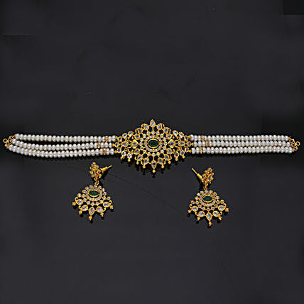 Sri Jagdamba Pearls Elegant Choker Necklace Set