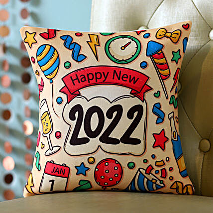 Cute Happy New Year Cushion:Gift Delivery In Bhilwara