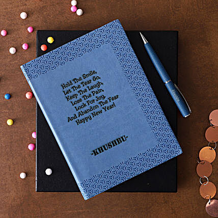 Personalised Blue Notebook Pen Premium Gift Box