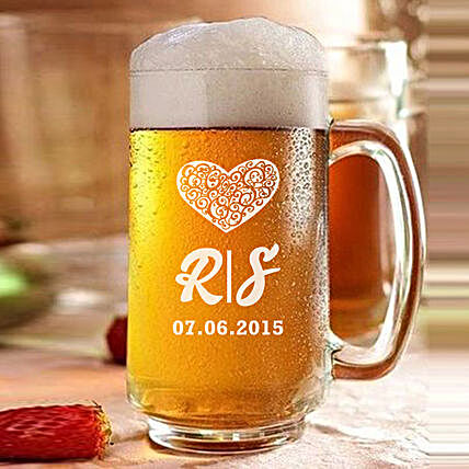 Personalised Heart Beer Mug:Personalised Glassware