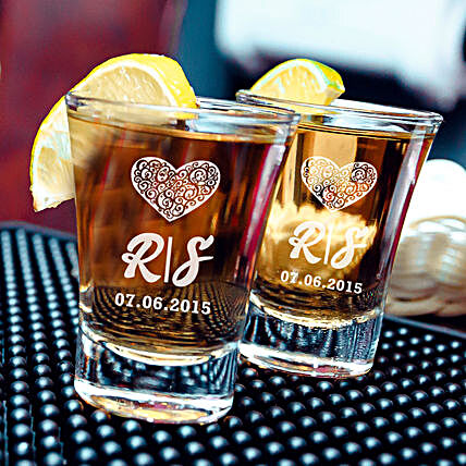 Personalised Love Shot Glasses Set of 2:Personalised Tequila Shot Glass