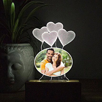 Personalised LED Night Lamp With Hearts:Personalised Lamps