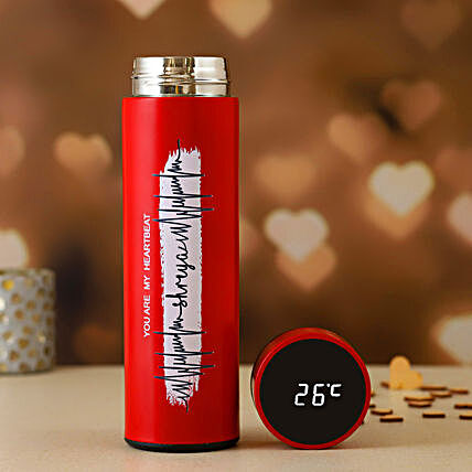 Personalised My Heartbeat Temperature Bottle Red