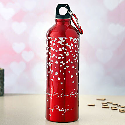 Personalised Valentine Special Red Bottle:Personalised Water Bottles
