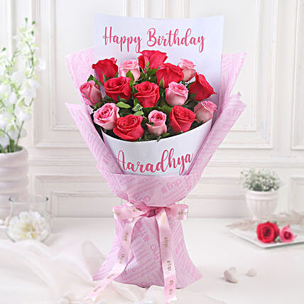 Happy Birthday Surprise with Red Roses Bouquet