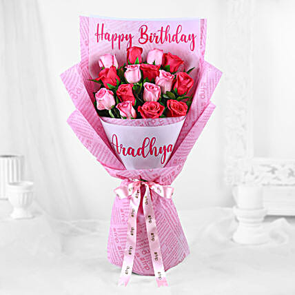 Birthday flowers pink roses bouquet free delivery